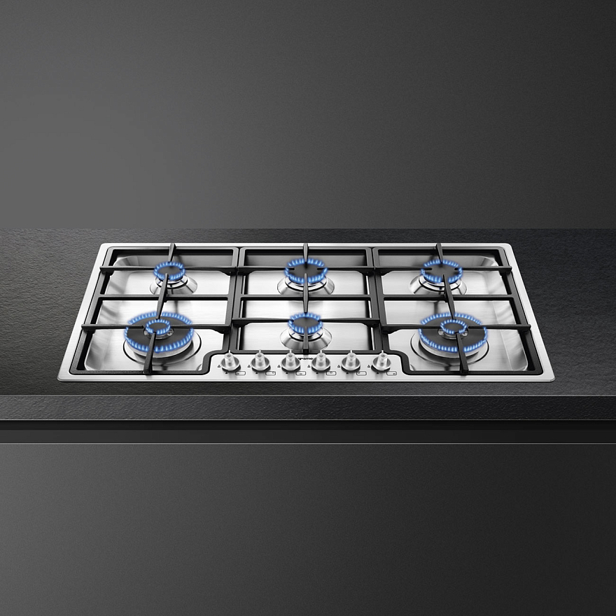 SMEG PGF962 Газовая варочная панель, 86,7 см, нержавеющая сталь